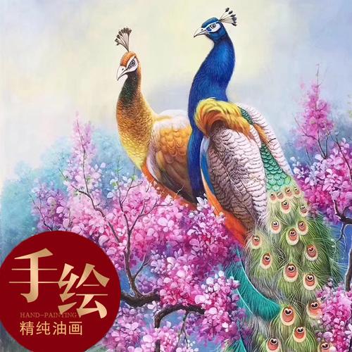 大芬村手绘油画孔雀九鱼图 一壁风雅，游弋在新中式玄关的吉祥画卷